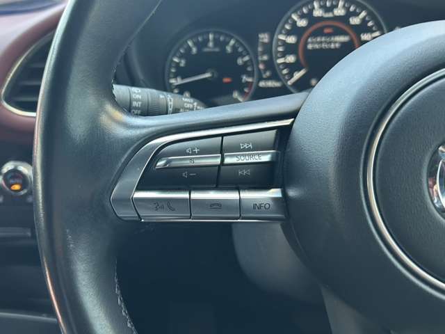 ステアリングスイッチも備わっておりますので、視線を前方から逸らすことなくお手元でオーディオ操作を行って頂けます。
