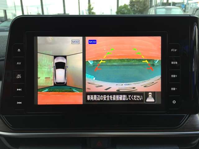 アラウンドビュ-モニタ-装備。上から見下ろしているような映像が表示されるので、車庫入れ時も安心です！