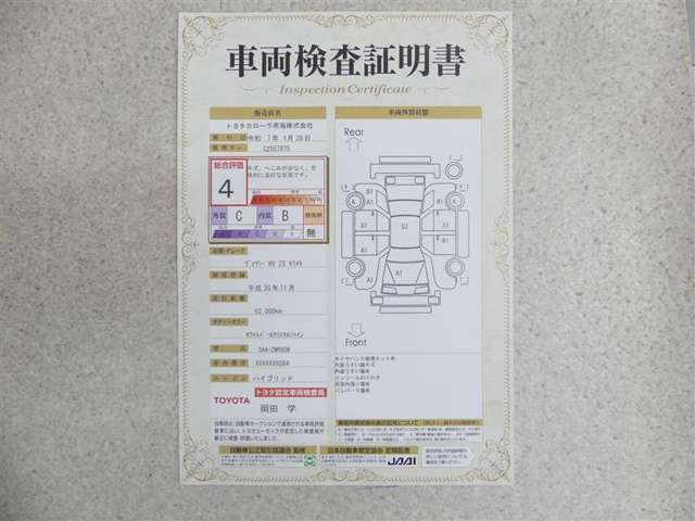 キズの箇所が一目でわかる評価シート付きです取説