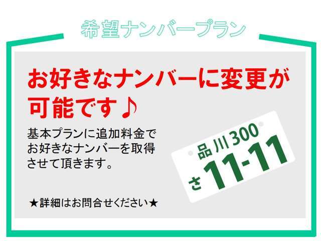 Aプラン画像：希望ナンバーを取得するパックです。お好きな数字・思い出の数字をお客様の愛車にも！※一部取得出来ないナンバーもございます。※人気の数字等は、抽選になることがございます。ご了承ください。