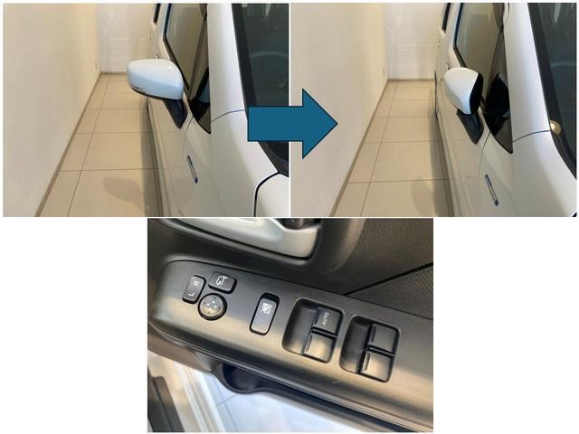 電動格納式リモコンドアミラー。運転席からボタン一つで開閉操作が可能です。