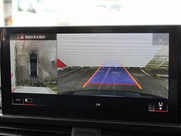 サラウンドビューカメラ『車両の4つのカメラから得た映像を合成し、上空から眺めているような映像をモニターに映し出します。車両周辺の歩行者や障害物などの発見に役立ちます。』