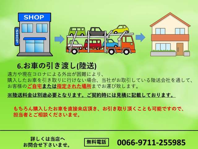 ご自宅まで安心・丁寧にお届けしております！他府県納車を沢山しておりますがトラブル無しです！！！ご安心ください！