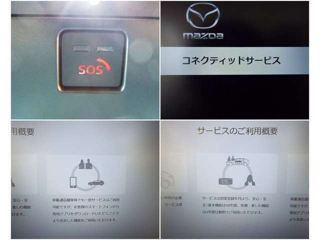 【安心のサポート体制】事故や故障時などお困りの際に〈SOSボタン〉を押してください。オペレーターが丁寧にサポート致します。（新車登録から3年以内は無料でご利用いただけます。それ以降は有料となります。）