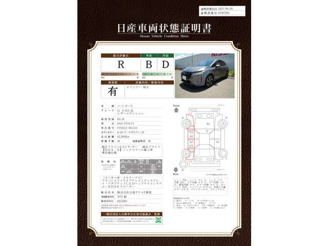 日産車両状態証明書