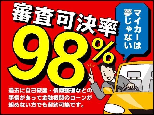 審査通過は98％以上。どんな方でもお手伝いさせていただきます！『ローンが組めない』『クレジットが持てない』そんな辛い日常から抜け出して、分割でお車を購入しましょう！