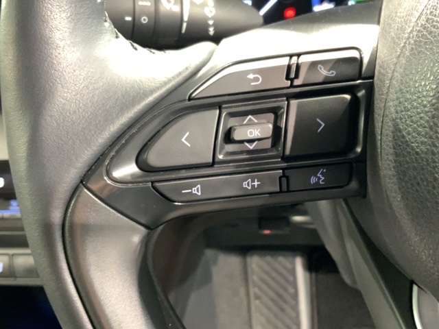 ステアリングにオーディオ操作スイッチが付いています。オーディオ画面に直接タッチしなくても操作が出来ますので、運転に集中できます。