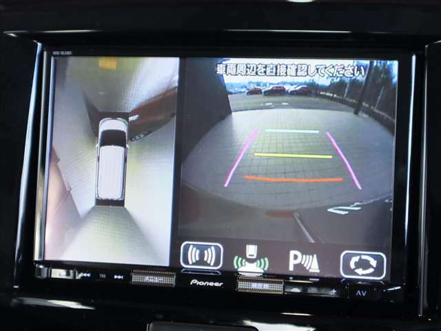 360度ビューモニター　4つのカメラで前後左右、俯瞰映像を表示、ドライバーからは見えない領域の危険認知をサポートするシステム搭載しています。便利ですが過信をしないで、目視確認を忘れずにお願いします！