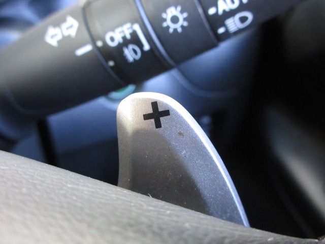 マニュアル車のような感覚で、ワインディングロードでも車を操れるパドルシフト付きです。長い下り坂でのエンジンブレーキや、高速道路の合流の際の加速も思いのままです。