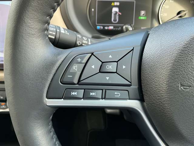ナビの音量など車両情報を手元で操作できるハンドルスイッチ付き。