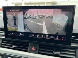 サラウンドビューカメラ『車両の4つのカメラから得た映像を合成し、上空から眺めているような映像をモニターに映し出します。車両周辺の歩行者や障害物などの発見に役立ちます。』