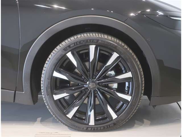 純正のアルミホイール装着車です。タイヤサイズは225/45R21です。