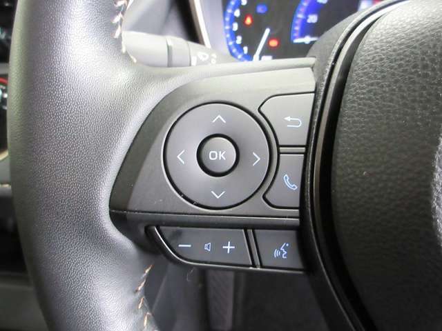ステアリングスイッチは前方から目を離すことなく操作することが可能。わき見運転の防止に。