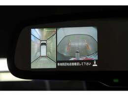 ルームミラー内に全方位マルチカメラ映像が映し出されます