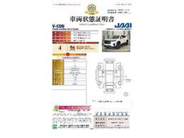 【車両状態証明書】修復歴や板金塗装跡の有無はもちろん、車両図を見ながら傷や凹みも実車で確認でき安心してご購入いただけます。