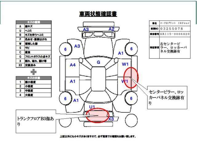 修復歴有りの車両です。