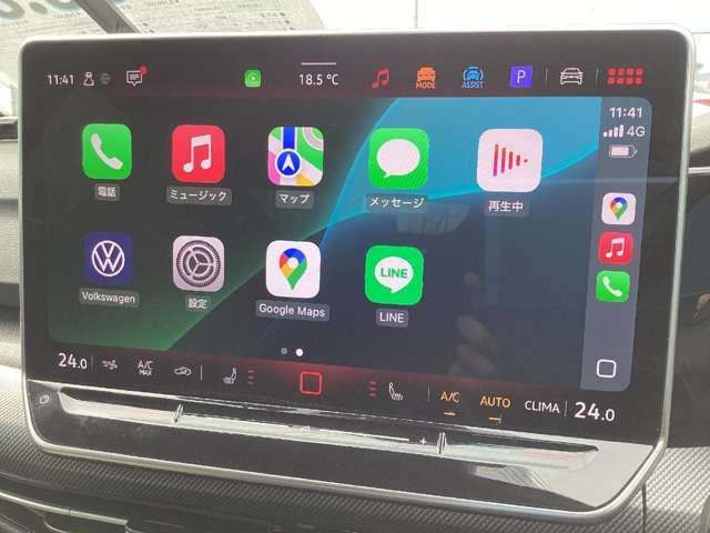 お手持ちのスマートフォンをつなげば、アップルカープレー使用可能です。