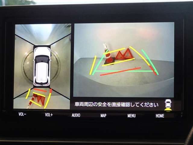 バックガイドモニターを装備してます、車庫入れもラクラクです。パノラミックビューモニターを搭載しています、上からの画像も表示されます。