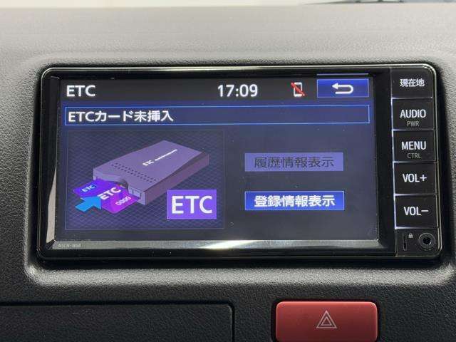 ナビ画面に連動したETCを装備しています。　過去に利用した利用料金も一目で分かって、とっても便利です。　ETCの抜き忘れ、挿し忘れも警告してくれるので安心ですね。