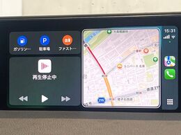 ●Apple　Car　Play：スマホとの有線接続で、ナビ・オーディオ再生などスマホのアプリ機能が画面でも使える便利機能です！