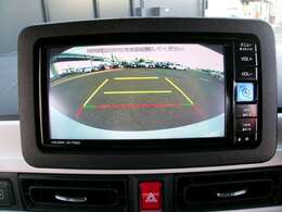 バックカメラもついています！シフトをRにいれるとこんな感じに映し出されるので、後退時には安全確認できますよ！