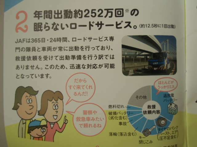 JAFがあればとにかく安心！！　事故・故障のときでもすぐに動いてくれます！！　知っていますか。雪道にはまったとき、助けてくれるのはJAFだけなんですよ！