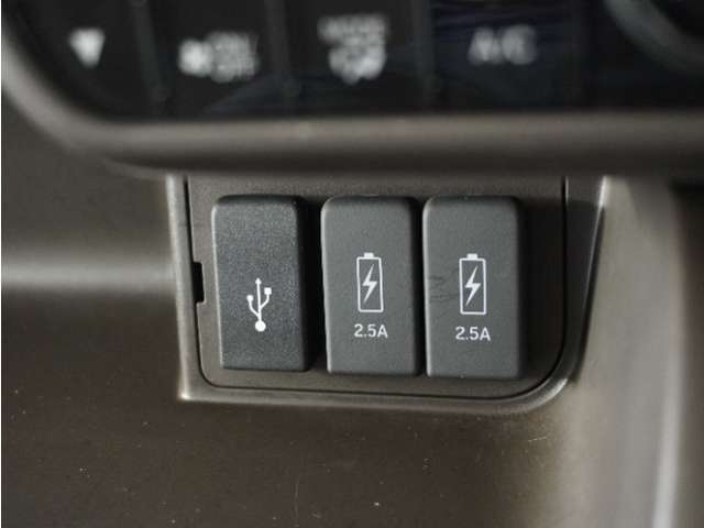 使いやすい場所にUSB充電端子を2か所装備。2.5A対応です、ここ重要！