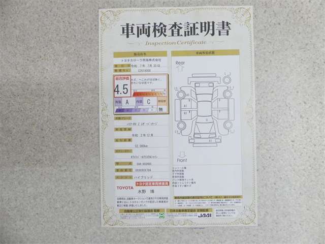 車両検査証明書付き。