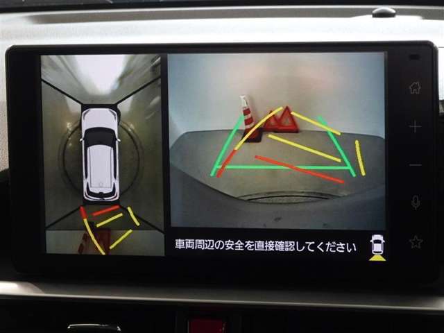 バックガイドモニターを装備してます、車庫入れもラクラクです。パノラミックビューモニターを搭載しています、上からの画像も表示されます。