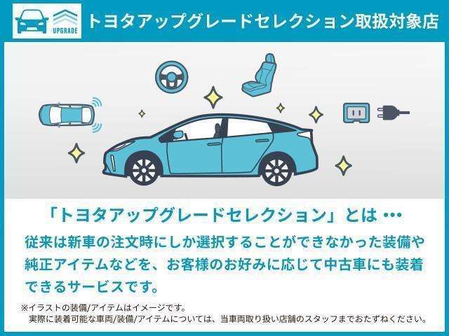 【トヨタアップグレードセレクション】新車時にしか選択することができなかった装備や純正アイテムなどを、好みに応じて中古車にも装着できるんです♪