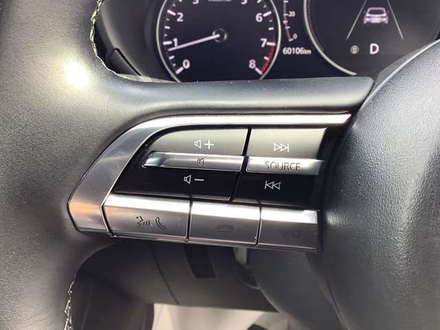 スイテアリングスイッチ左はオーディオ、ハンズフリ-などの操作部です