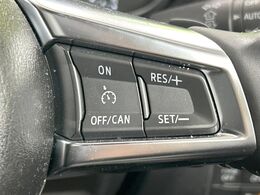 【クルーズコントロール】高速道路もラクラク走行。アクセルを離しても一定速度で走行ができ、長距離運転時の負担を軽減！加速・減速も簡単なスイッチ操作で調整できます。
