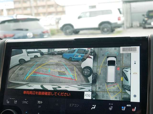 バックモニター(黄色いガイドラインのお陰で、駐車がしやすいです。真上から見下ろしたアングル付きです)