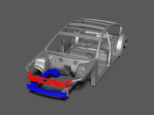 こちらは基本的な車両のレントゲン画像です。赤い部分は交換箇所、青い部分は板金箇所です。詳しくはスタッフまで！！！