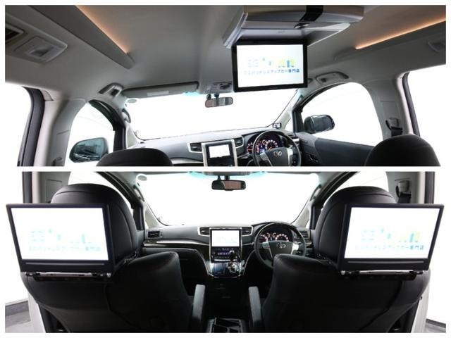 【選べる後席モニター】後席用モニターは「フリップダウンタイプ(写真上)」又は「ヘッドレストモニタータイプ(写真下)」のどちらかお好きなタイプを5万円でお選びいただけます♪