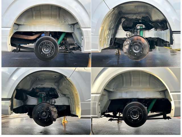 モデリスタショックアブソーバーで乗り心地も向上♪　中古車で気になるのは下廻り・タイヤハウスの状態ですよね！大きな錆や劣化もなく比較的綺麗な状態で入庫ですよ♪