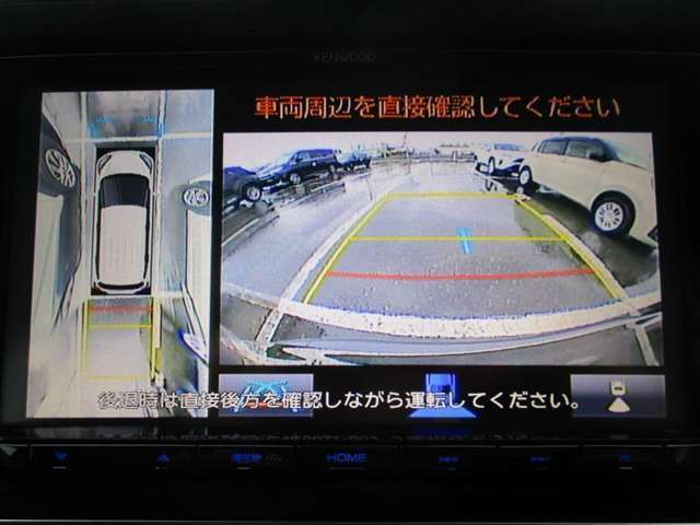 パノラミックビューモニター♪車両の前後左右に搭載した4つのカメラの映像を合成し、車を真上から見ているような映像を表示♪