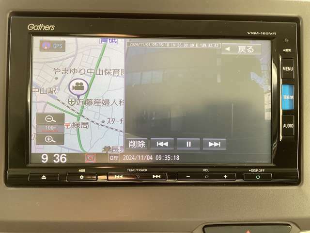ドライブレコーダー装着車両です。ナビの画面で映像確認ができます。