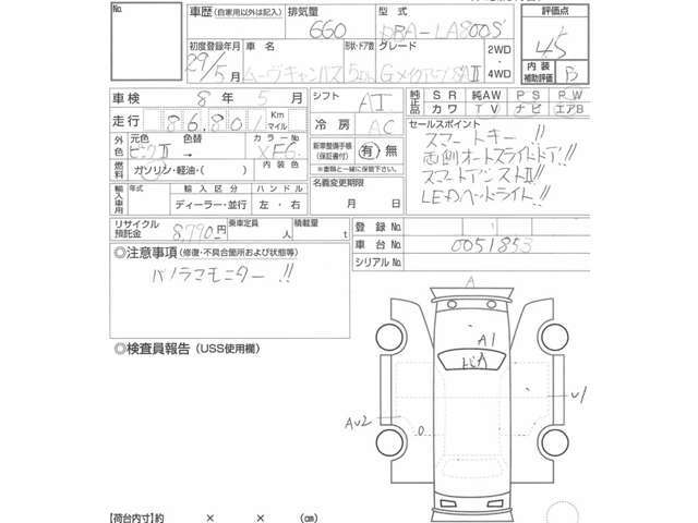 車両状態をご確認いただけます☆詳細な内容を事前にお知らせさせて頂きます。