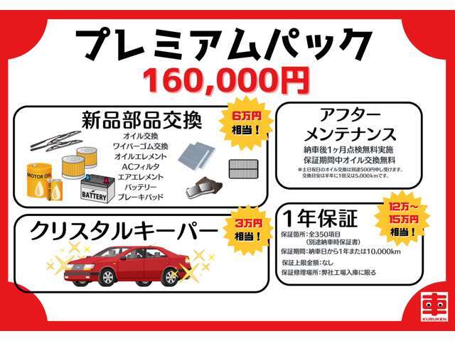 消耗部品を除いた全180項目を2年間保証！！