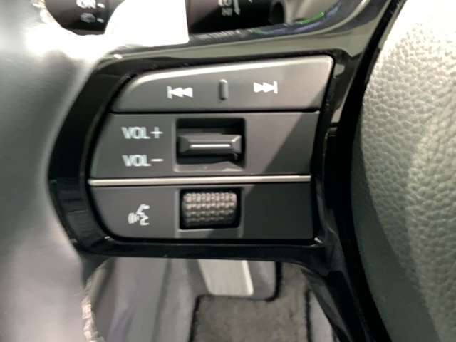 ステアリングにオーディオ操作スイッチが付いています。オーディオ画面に直接タッチしなくても操作が出来ますので、運転に集中できます。