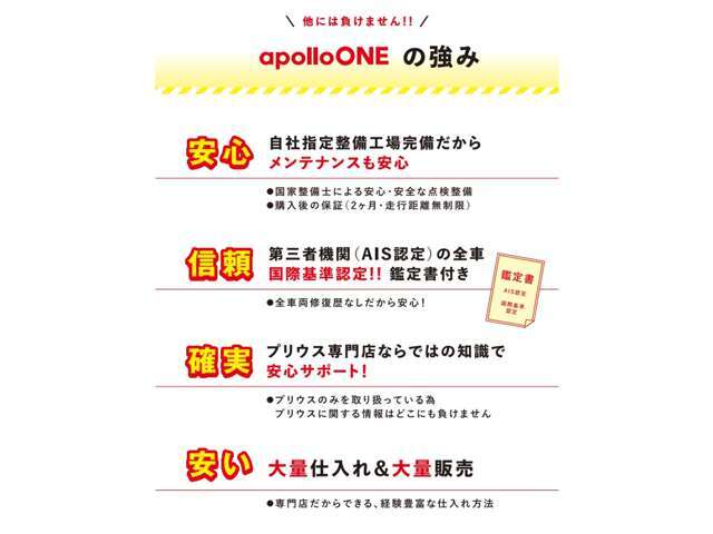 安心自社指定整備工場完備だからメンテナンスも安心信頼第三者機関の全車国際基準認定！！ 鑑定書付きプリウス専門店ならではの知識で安心サポート！安い 大量の仕入販売専門店の経験豊富な仕入れ方法