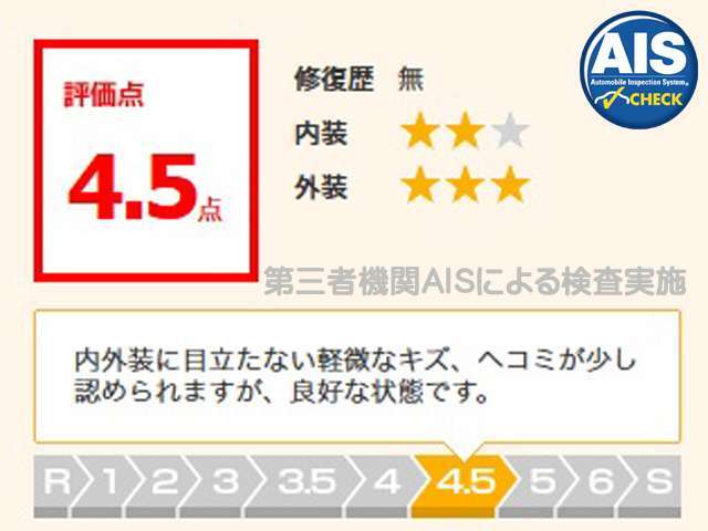 【カーセンサー認定車】当店の在庫車はすべてAIS社の検査を受けております。