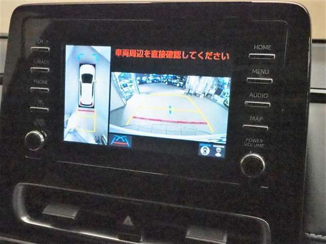 パノラミックビューモニターシステム搭載！クルマの前後左右のカメラを用いて全方位をナビモニターで確認が出来き安全運転・駐車をサポートします！