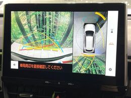 【パノラミックビューモニター】専用のカメラにより、上から見下ろしたような視点で360度クルマの周囲を確認することができます☆死角部分も確認しやすく、狭い場所での切り返しや駐車もスムーズに行えます。