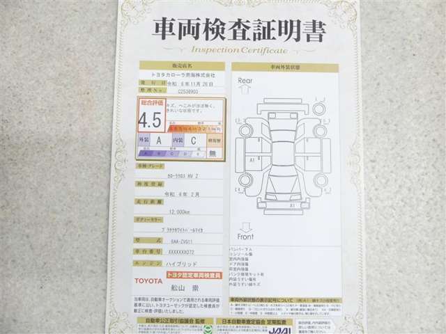 車両評価シートをご参考に！