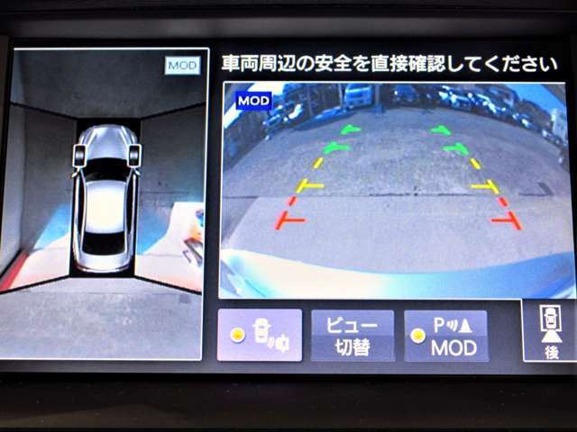 空の上から見下ろすように車の全周囲が表示されるアラウンドビューモニター☆