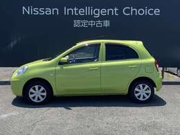 マーチの横からの画像です。当店は全車　整備・保証付なので安心してご検討頂けます。次の画像でもお待ちしております。