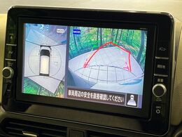 【アラウンドビューモニター】専用のカメラにより、上から見下ろしたような視点で360度クルマの周囲を確認することができます☆死角部分も確認しやすく、狭い場所での切り返しや駐車もスムーズに行えます。