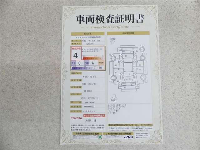 キズの箇所が一目でわかる評価シート付きです